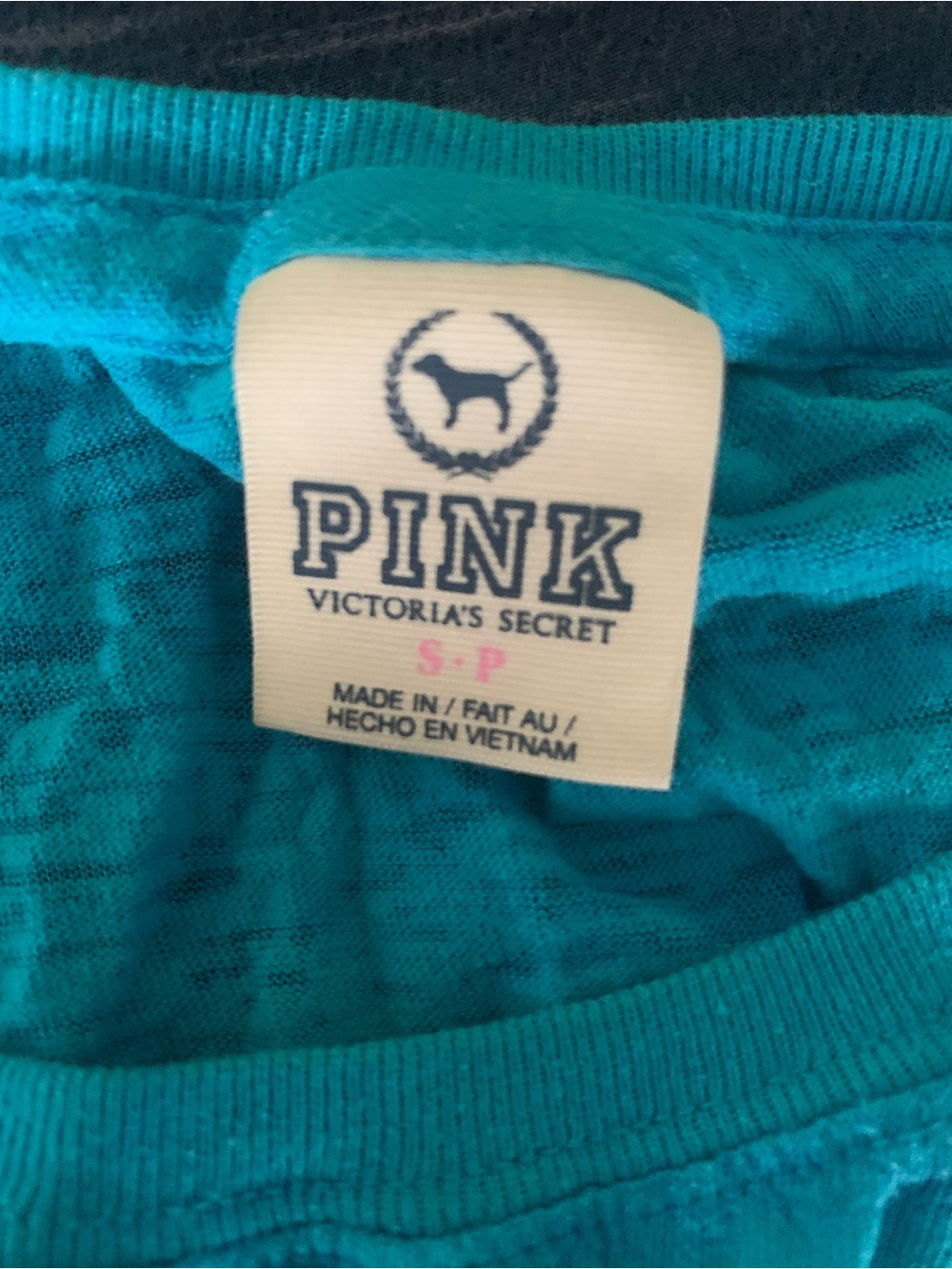 PINK Victoria's Secret Teal Ribbed Scoop-Neck Top